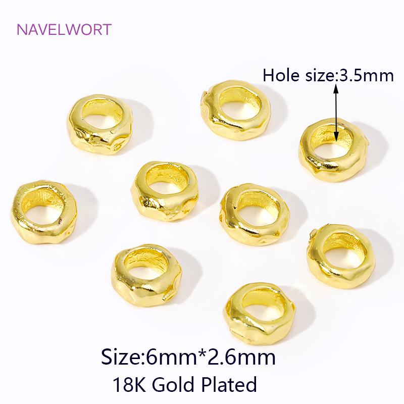 18K Gold Plated Brass Irregular Round Spacer Beads,Separators For Beads,For Jewelry Making DIY Bracelet Making Accessories
