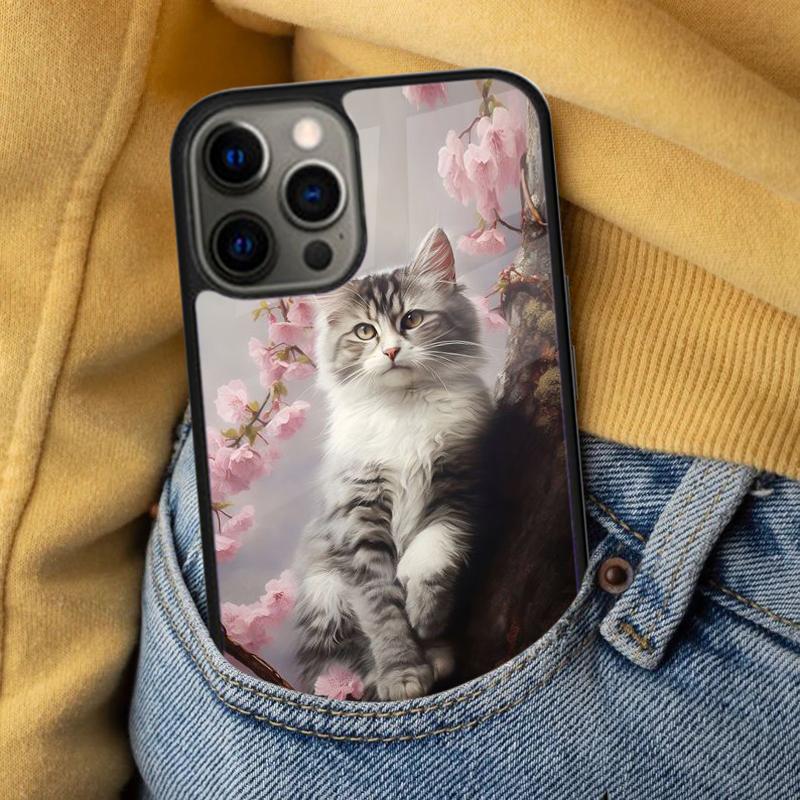 Cute Cat Painting Soft Phone Case for iPhone 17 Air 16e Pro max 15 Pro 13 14 Plus 11 12 MagSafe Magnetic Coque