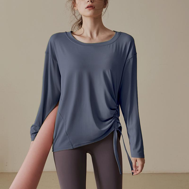 

Женский комплект с длинным рукавом свободного кроя для йоги и бега - Осень/Зима 2023 S синий/серый