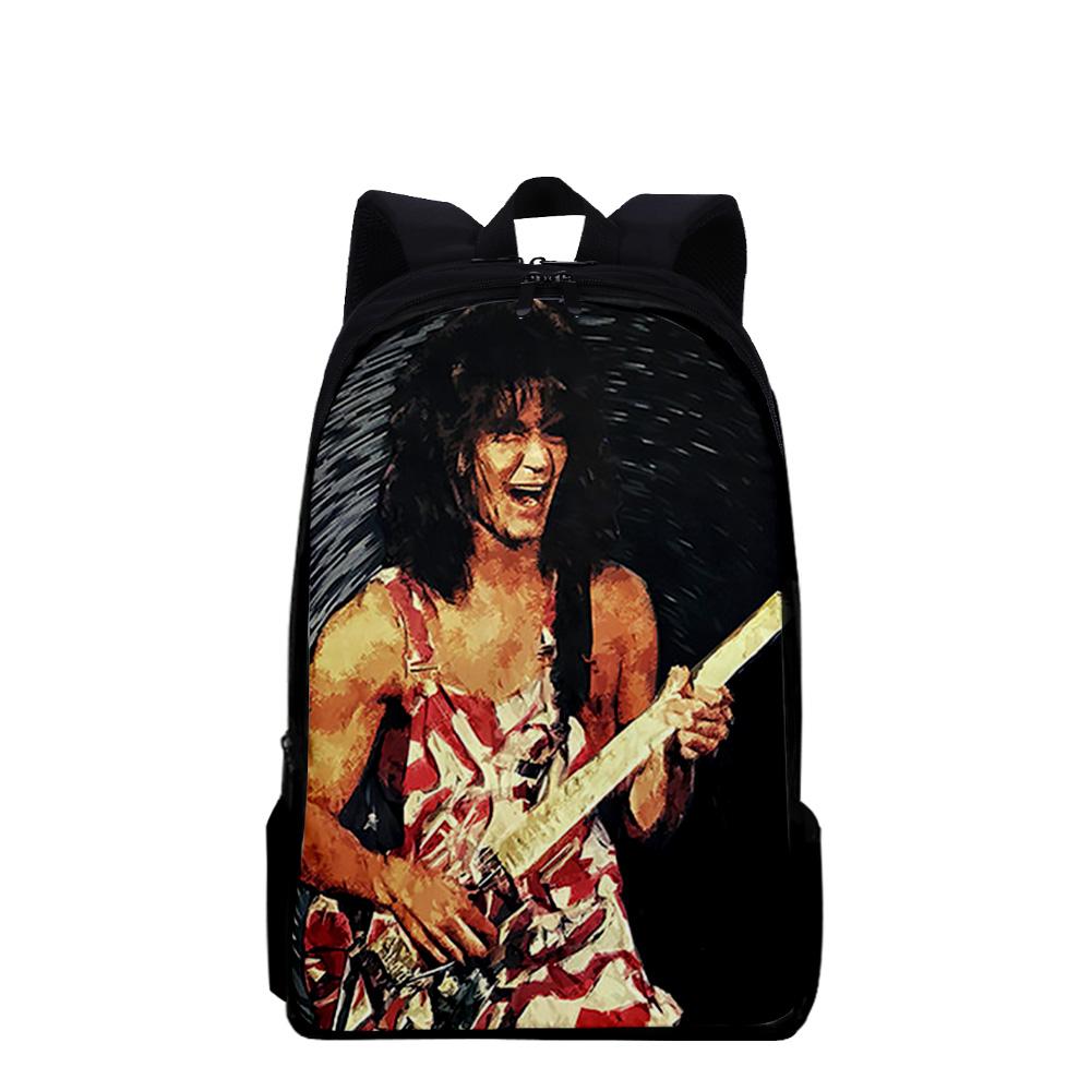 Harajuku Youthful Eddie Van Halen Student School Bags Notebook Backpacks 3D Printed Oxford Waterproof Boys/Girls Travel Bags