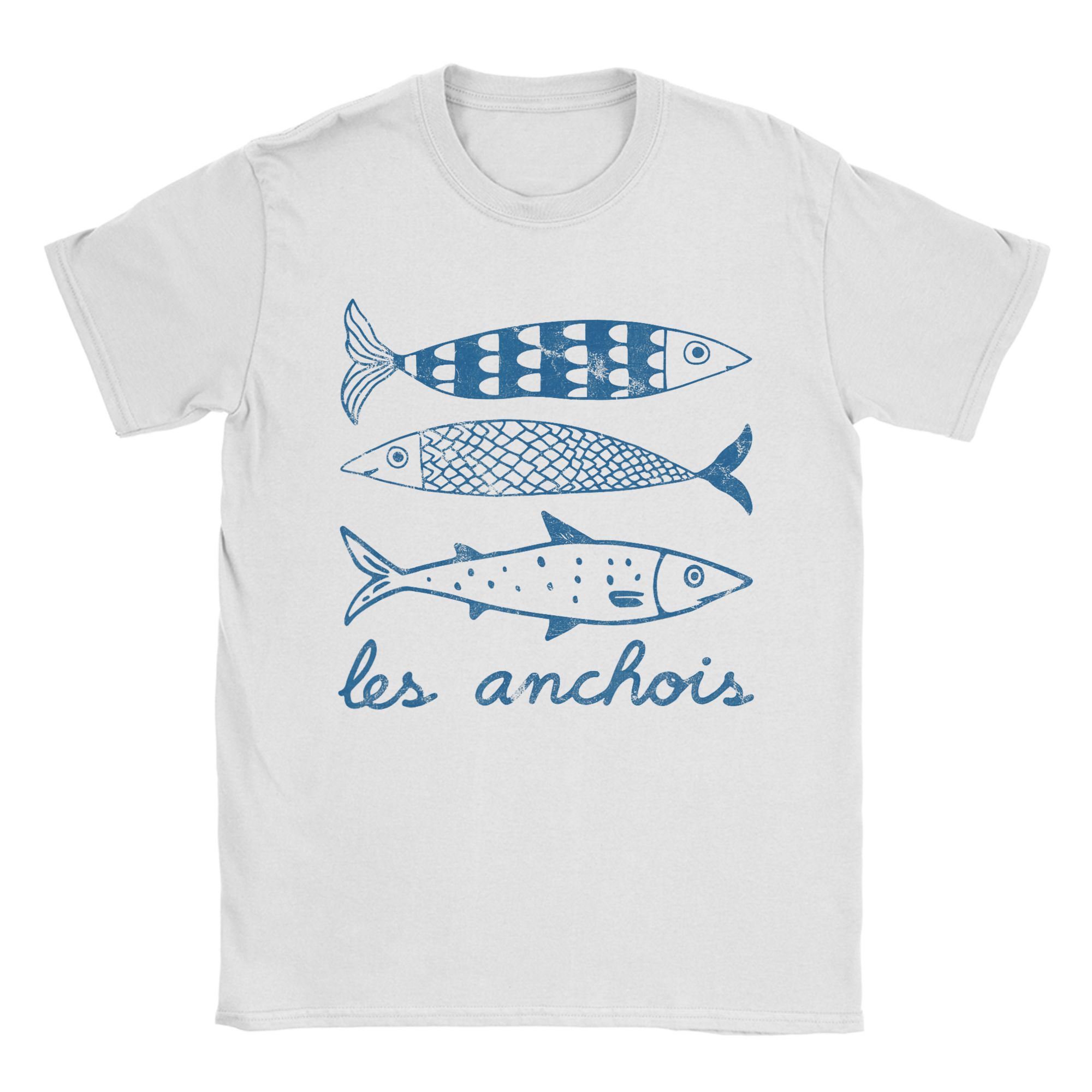 Les Sardines FisherUnisex Aesthetic Coastal Sardine Tinned Fish Pure Cotton T-Shirt For Unisex Summer Vintage T-Shirts O Neck Shirt S