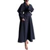Cross-border European and American Women's Clothing  Summer New Round Neck Simple Cape Commuter Long-sleeved Straight One-step Skirt