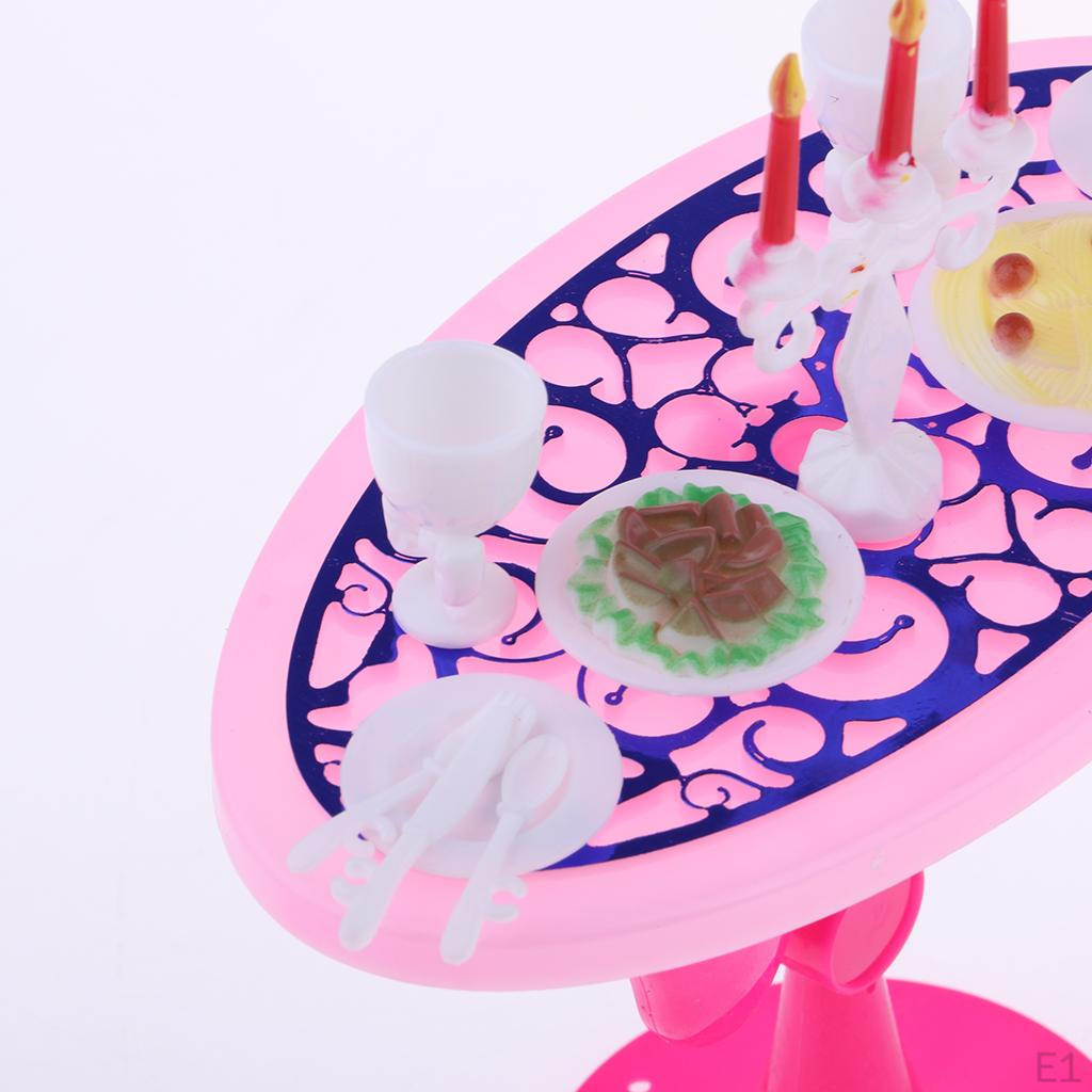 17 Pieces 1/6 Dollhouse Dining Room Furniture Set - Chairs Food and Accessories