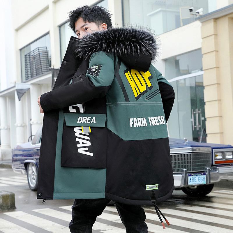 New Winter Warm Jacket Youth Fashion Trend Popular Logo Casual Coats Men Cotton Padded Jackets Plus Size