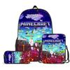 Popular Minecraft 3-Piece Set: Backpack, Messenger Bag, and Cartoon Pencil Case - Lightweight, Splash-Proof, Large Capacity