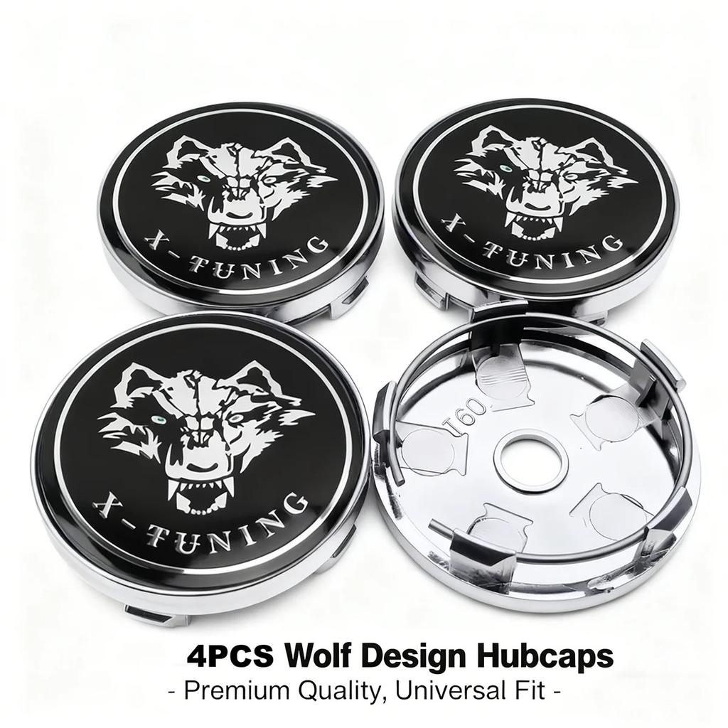 4pcs 56mm 60mm Universal Car Wheel Center Cover Hub Cap Wolf Sticker Replacement