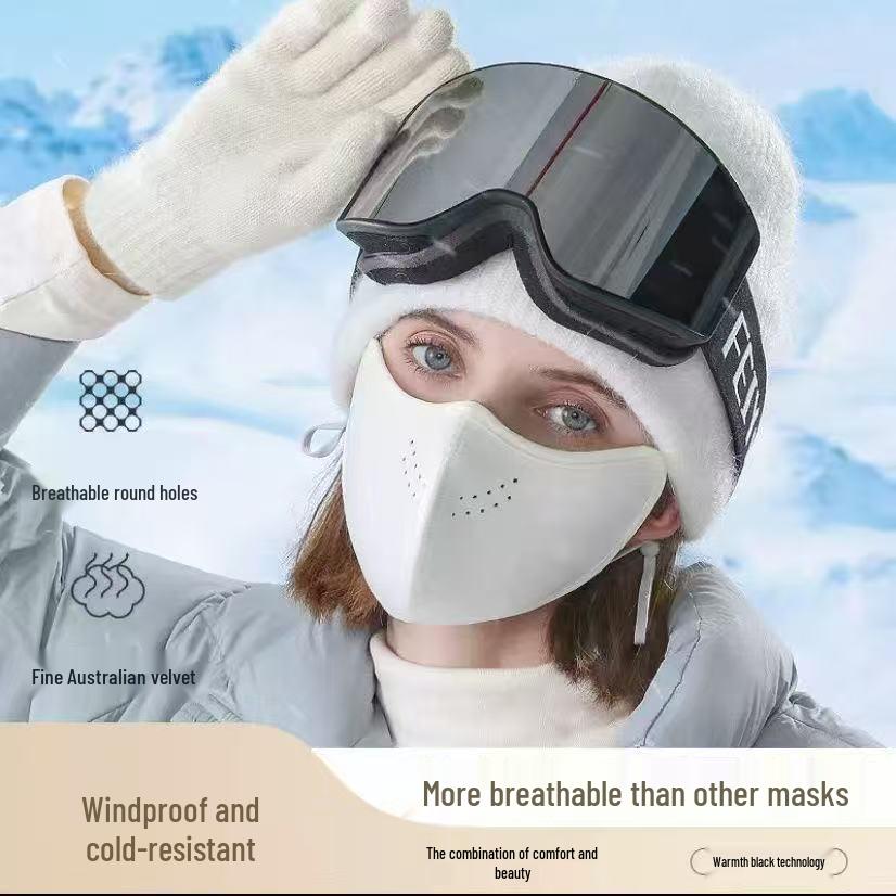 Australische Samt 3D Wintermaske: Winddicht, Kältefest und Schützend für Outdoor-Radfahren und Skifahren - Damen-Hochwertiger Augenwinkel-Schutz.