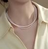 Natural Freshwater Nearly Perfect Round Pearl Collarbone Necklace Exquisite Versatile Neck Chain 14k Gold Non-fading Adjustable