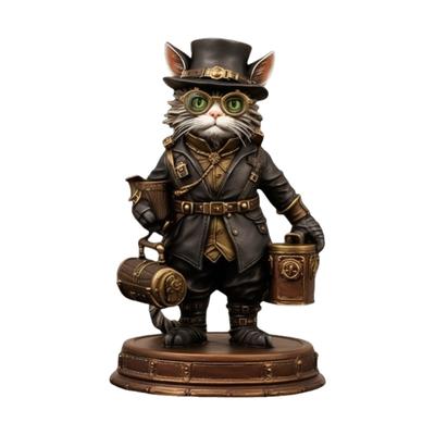 Halloween Erfinder Katzen Figur Harze Kunstwerk Mit Filigranen Steampunk Details Für Zuhause Büro Schreibtisch Regal Ausstellung