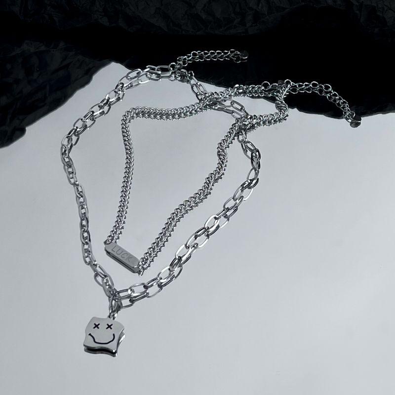 

Kansai Smiling Face Double-Layer Twin T-shirt Sweater Chain Thick chain 46cm + 5cm/thin chain 40.5cm + 5cm