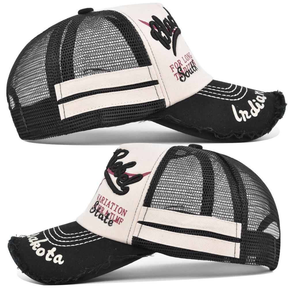 Kpop Fashion Streetwear Mesh Baseball Cap For Men Women High Quality Letter Embroidery Adjustable Washed Cotton Hip Hop Snap Hat