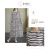 Vintage Literary Style Striped Printed Round Neck Long Sleeve Tie Dress