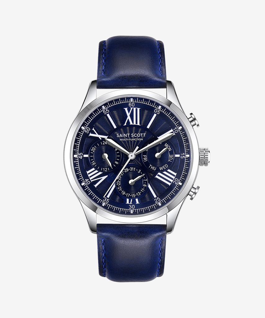 Seinteuseukoteuleondeon Zenith Multi Leather Watch - Blue / St7508L-Sll