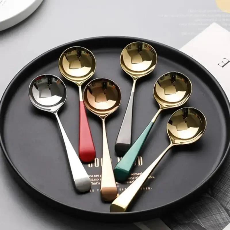 Household Kitchen Tableware Small Tools Golden Silver Stainless Steel Tableware Dessert Teaspoons Coffee Accessories Teaspoon
