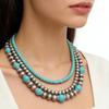 European and American Navajo Style Turquoise Necklace, Women Stacked with High-end Three-piece Set, Ethnic Tin Bead Neck Chain