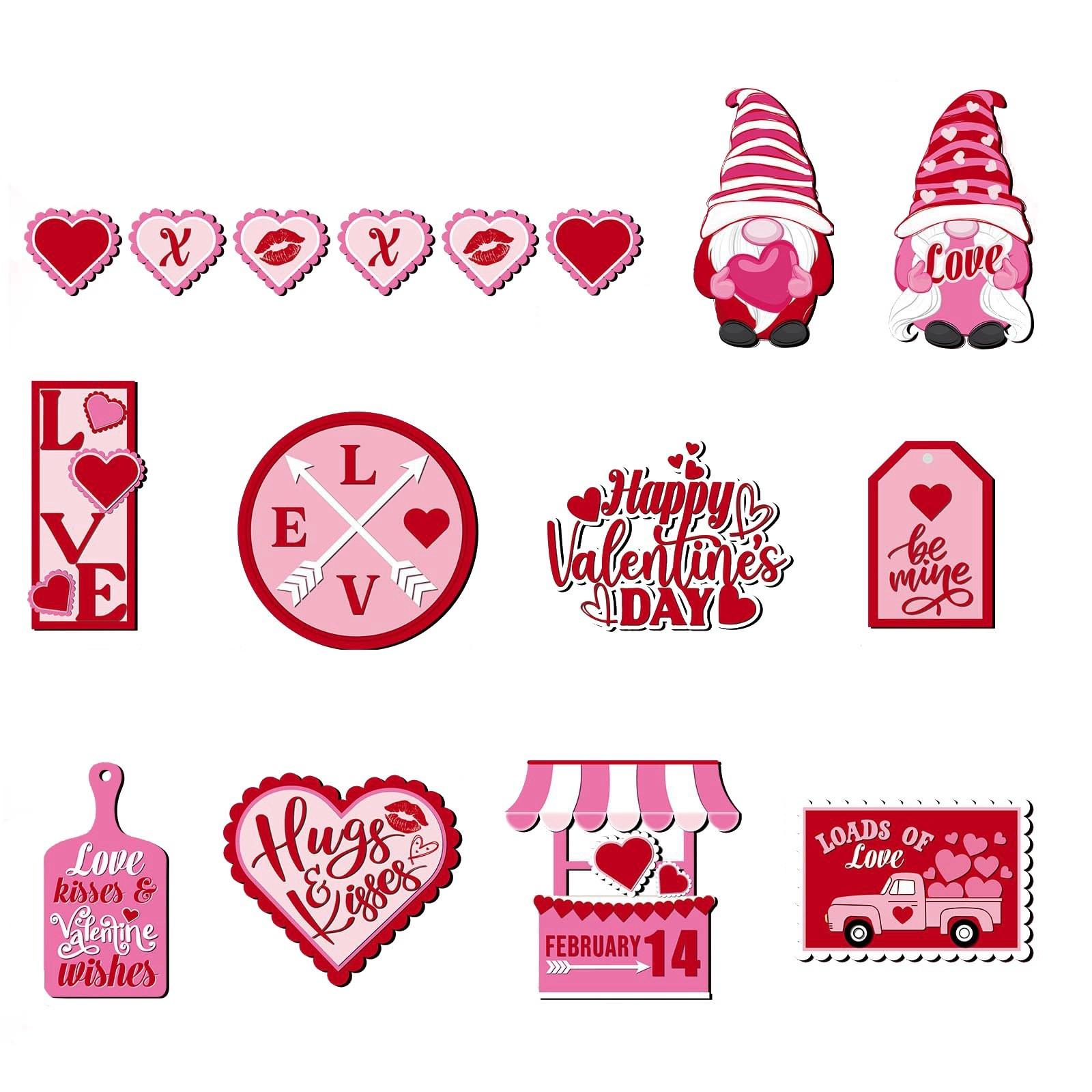 

Набор украшений для многоярусного подноса ко Дню святого Валентина, деревянное украшение для стола ко Дню святого Валентина, деревянное красное сердце XXOO, подарок на свадьбу (Карлик) One Size белый