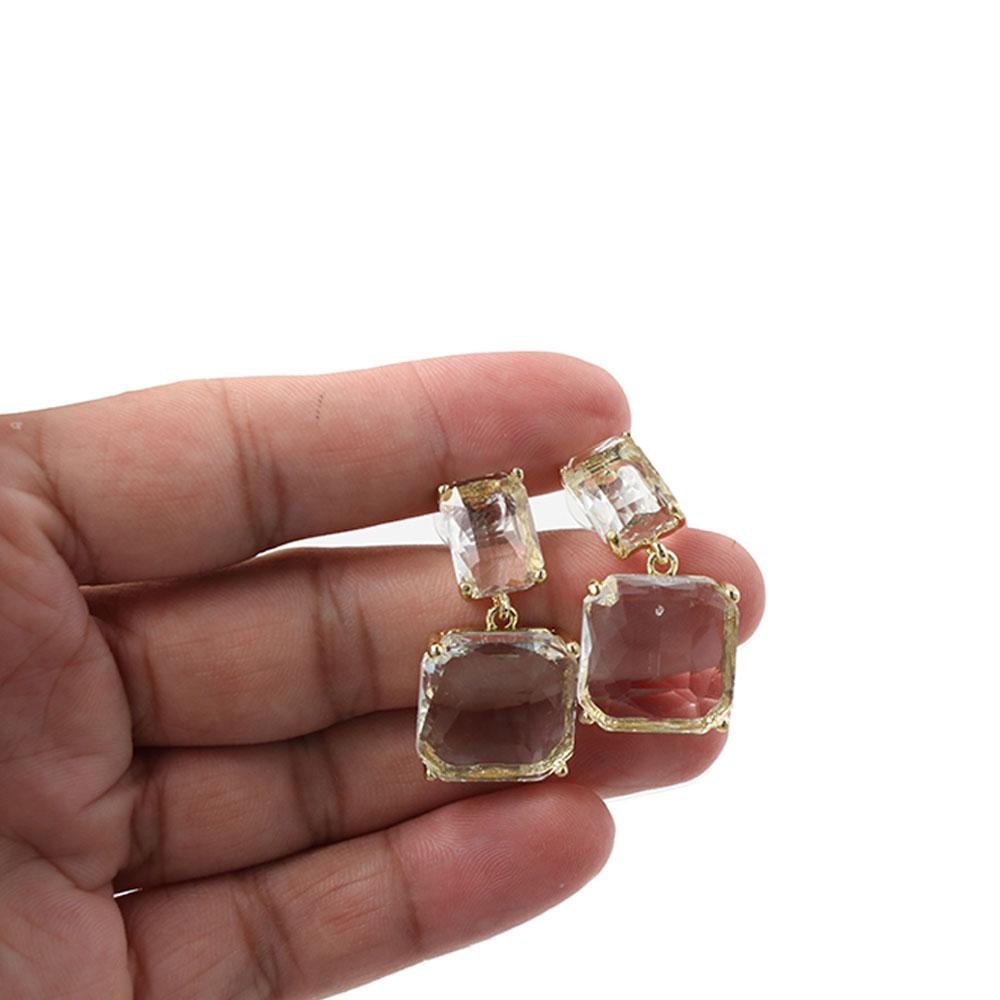 Women Dangle Gift Transparent Glass Party Jewelry Ear Studs Fashion Accessories Drop Earrings