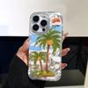 Creative Coconut Tree Applicable iPhone15PRO Mobile Phone Case 14 Apple 13 Feather Yarn 12 Hard 11 Explosive 16 Couple x New