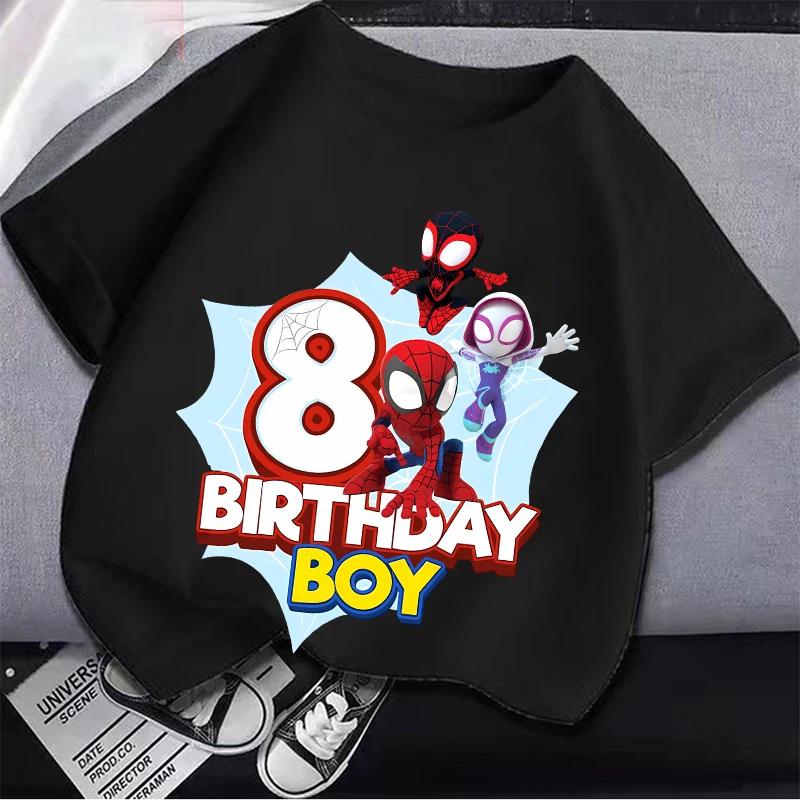 New Short Sleeve Marvels SpiderUnisex Kids Tshirt Number 19 Cartoon Figure Printed Tshirt Birthday Party Wears 100Cotton Tee
