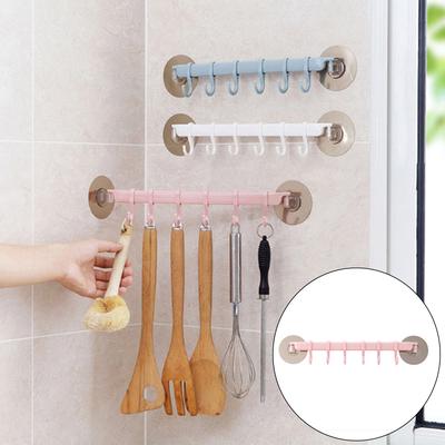 Stark haftender, an der Wand befestigter 6-Haken-Aufhänger für Küche und Badezimmer