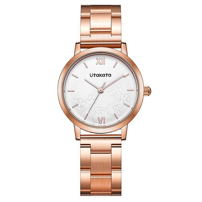 Utakata Ladies Watch Women S Simple Business Steel Belt Watch Embossing Process Waterproof Quartz Watch 0010