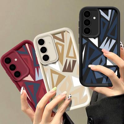 Geometry Pattern Shockproof TPU Case For Samsung S25 Ultra S24 FE S23 A56 A36 A16 A15 A55 A35 Matte Lens Protection Soft Silicone Phone Cover