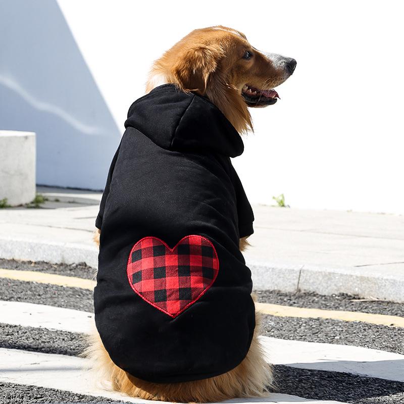 Autumn and Winter, Small and Large Dogs, Heart-shaped Checkered Dog Clothes, Cat Sweatshirts, Teddy Cats, French Fighting Pets