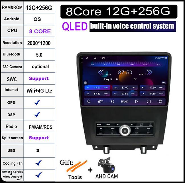 10.1 Inch Android 14 For Ford Mustang 2009 - 2014 Touch Screen Car Radio GPS Navigation Stereo Multimedia Player Video 4G+Wifi