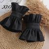 Retro Princess Style Collar French Ruffled Fake for Women, Detachable with Collared Accessory Women Button, Cotton Pleated Dickey Cuffs Sweaters