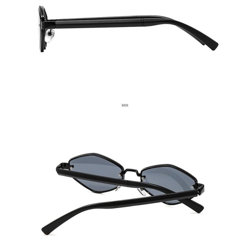 Women's sunglasses, men's and women's retro polygonal metal sunglasses