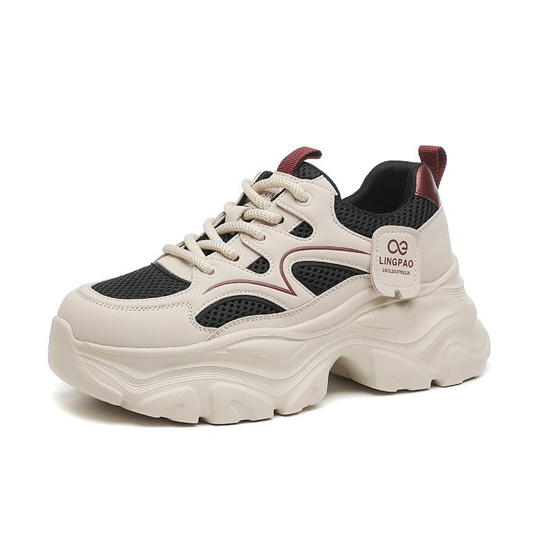 

Four Seasons New Women s Round Head Mesh Breathable Thick-soled Fashion Dad Shoes Women s Sports Casual Trend Shoes One 2025 35