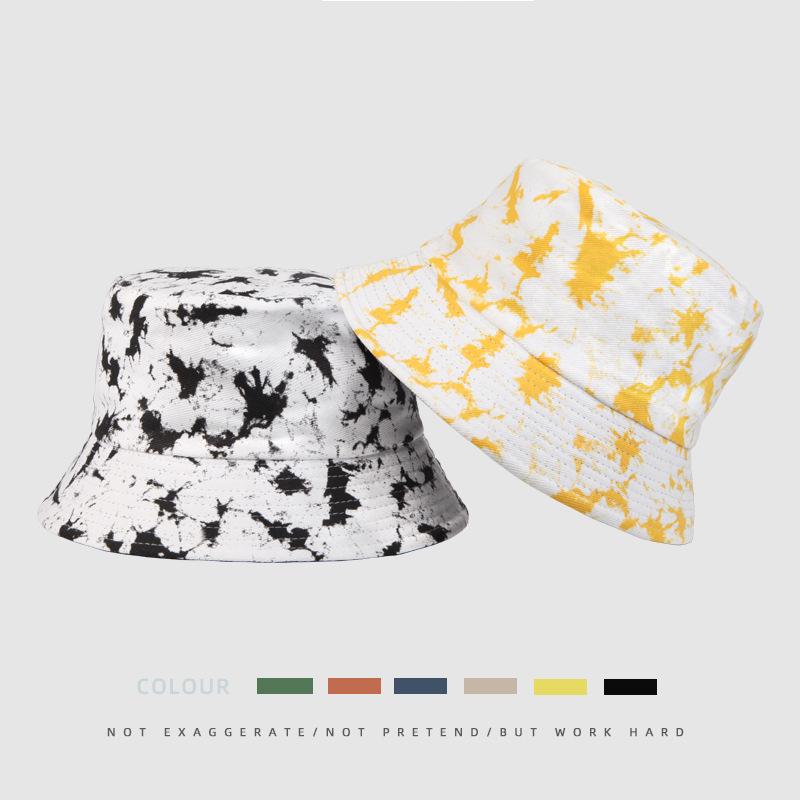 Versatile Hat Style Retro Tie Dye Printing Womens Sunshade Fishermans Hatscaps