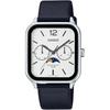 Casio Standard Moon Phase Analog Men's Watch MTP-M305L-7AV Black Leather Band Silver