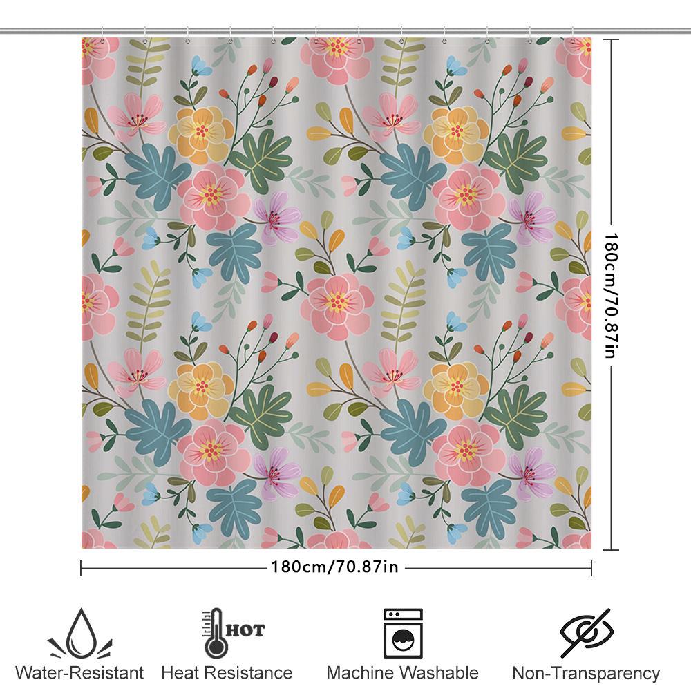 Vintage Pink Floral Shower Curtain Modern Bathroom Decor for Home Decoration