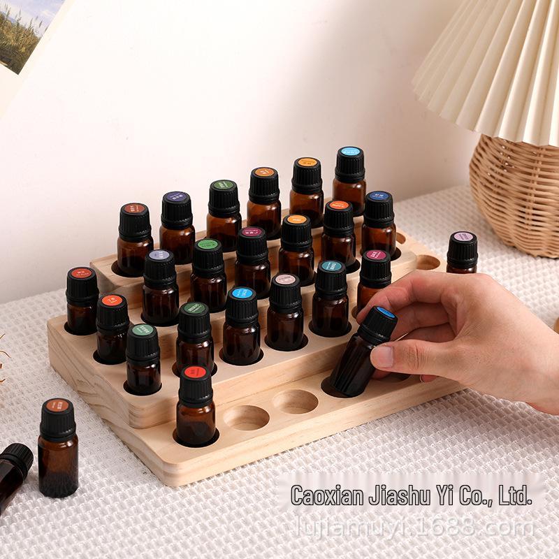 Wooden Multi-layer Essential Oil Display Rack with Multiple Slots