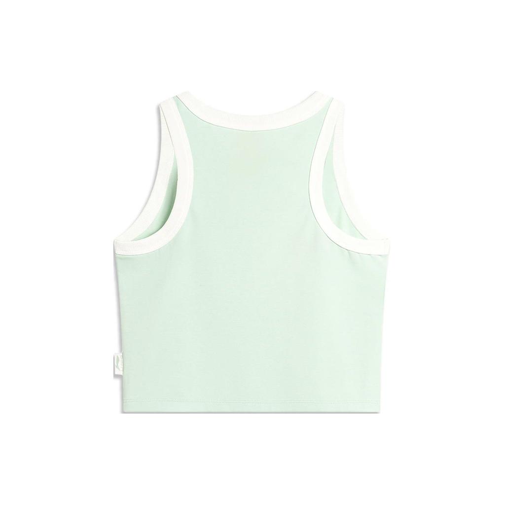 Li Ning Weekend Youth Color Blocked Knitted Tank Top Women Tops Ice-Green AVSU492-8