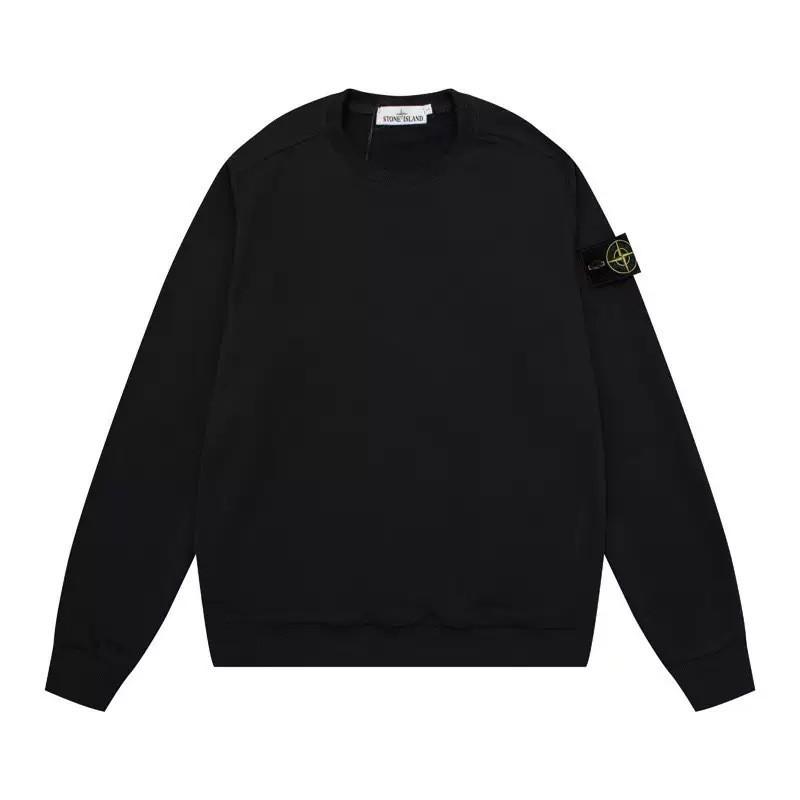 Classic Stone Island Solid Color Crewneck Sweatshirt Badge Long Sleeve Loose Fit Couples