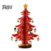 Small Wood Christmas Tree Ornament Wooden Ornaments, 3D Rustic Tabletop Decor Mini Ornaments for Home Desk, Reusable Nordic Style Holiday Centerpiece