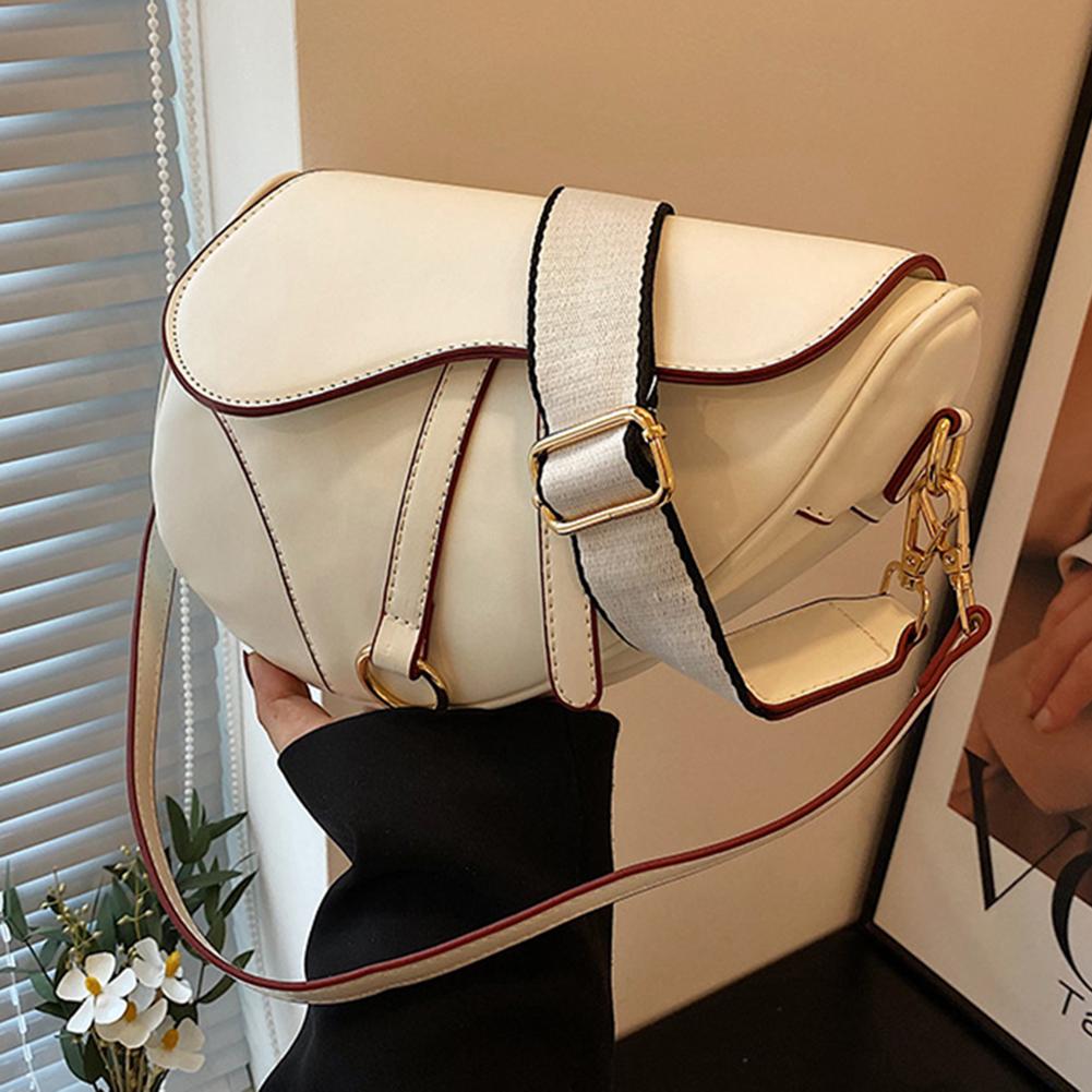 

PU Leather Small Crossbody Bag Two Straps Women Mini Hobo Bag Saddle Shoulder Bag Solid Color Shoulder Bag Ladies Top Handle Bag белый
