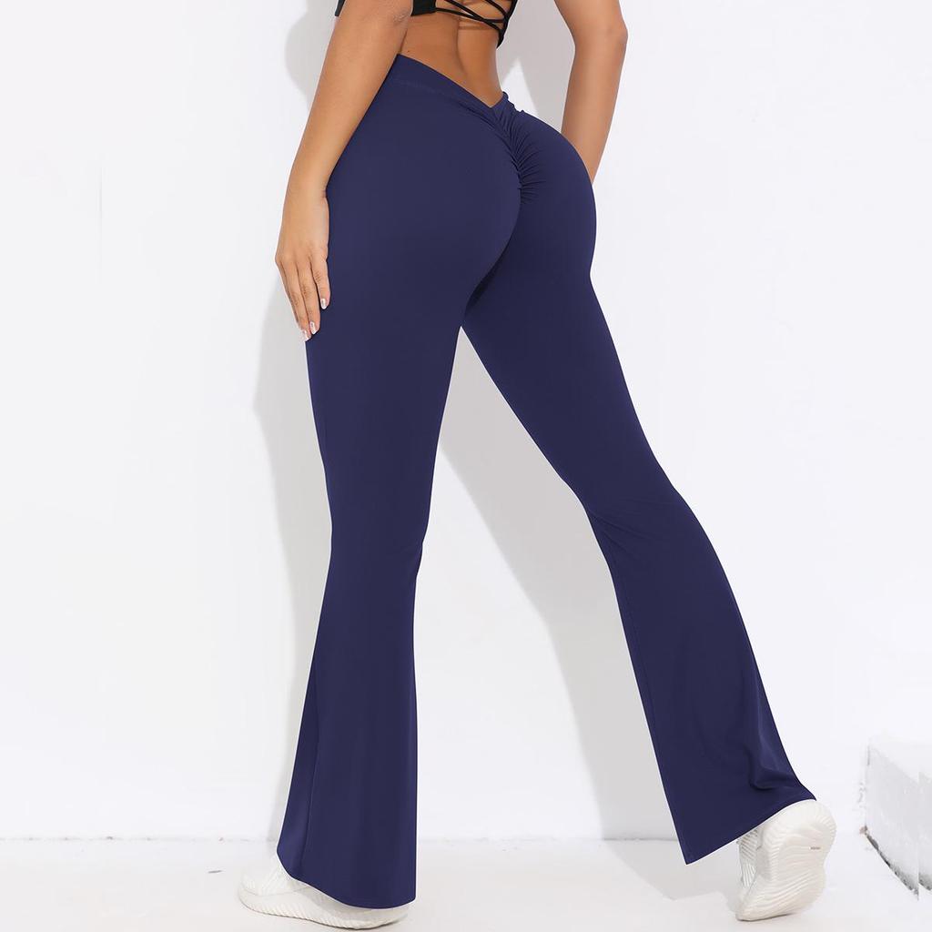 Solid Color V-Waist High-Waisted Loose Cropped Yoga Leggings