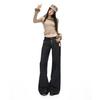 American front pocket slightly pulled jeans women's autumn and winter new retro tannin low-rise slim-fitting straight-leg bell pants