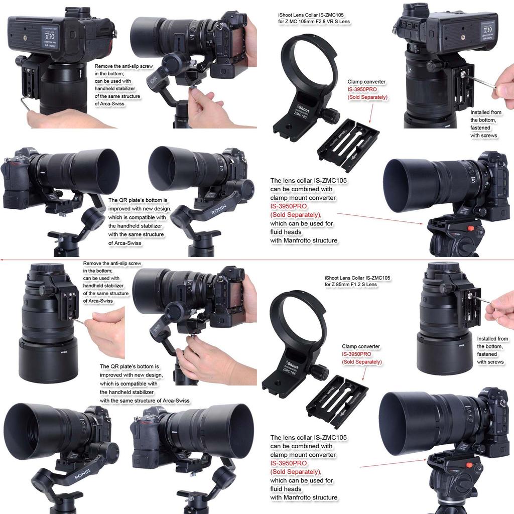 iShoot Camera Tripod Mount Tripod Mount Lens Support Lens Bracket Tripod Compatible with Nikon Nikkor Z MC 105mm VR Z 85mm S Z 135mm S Tripod Ball
