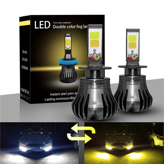 2pcs 110W H3 LED Fog Light Bulbs Lamp 6000K White 3000K Amber Yellow Plug & Play 2pcs 110W H3 LED Fog Light Bulbs Lamp 6000K White 3000K Amber Yellow Plug & Play