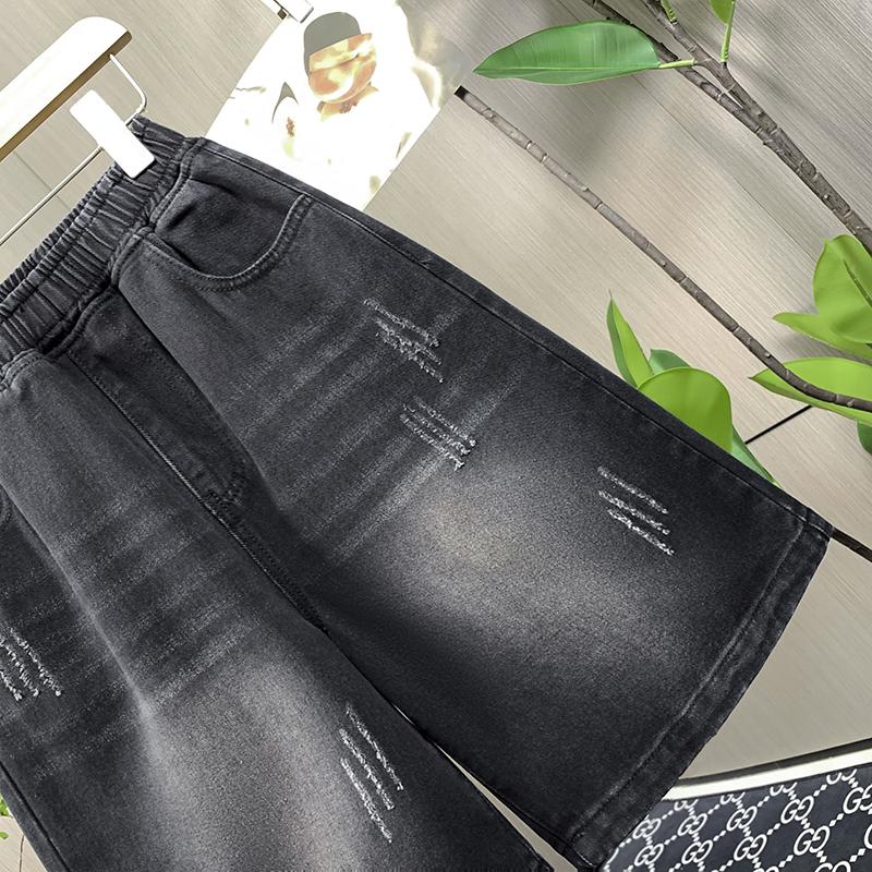 Dimanaf Pantalones vaqueros de verano de talla grande 2025 para mujer, pantalones cortos de cintura alta, pantalones elásticos cortos casuales, pantalones holgados básicos maxi
