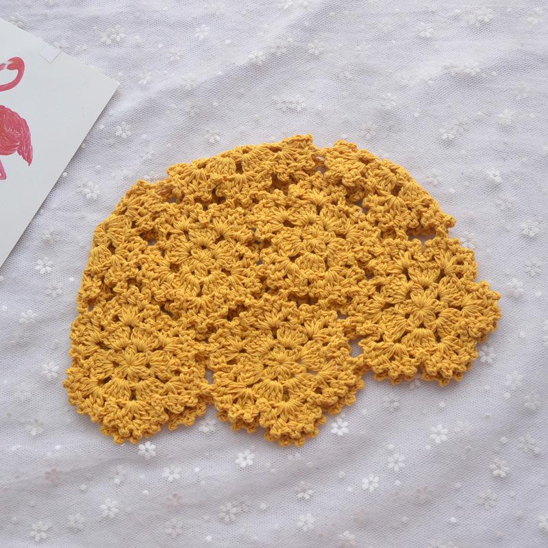 

Breathable Handmade Knitted Cotton Hat - Women s Hollow Spring/Autumn Head Wrap M (56-58 cm) жёлтый