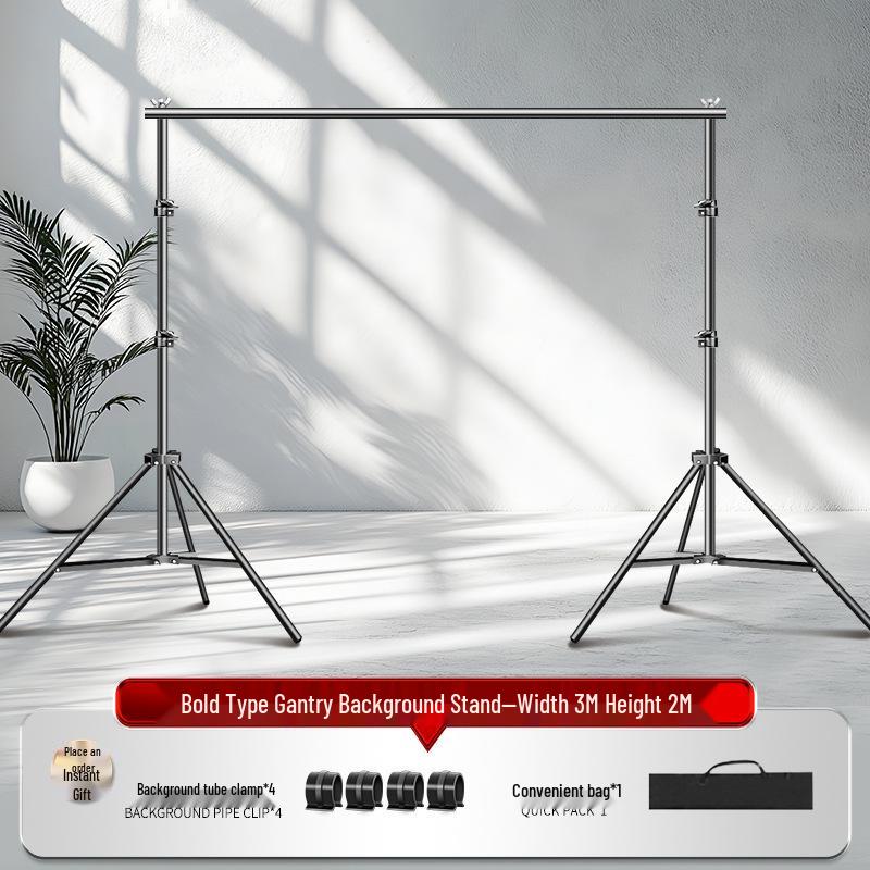 2x3 Meter Photography Background Stand with Black Light-Absorbing Cloth, Studio Props, and White Cloth for Shooting