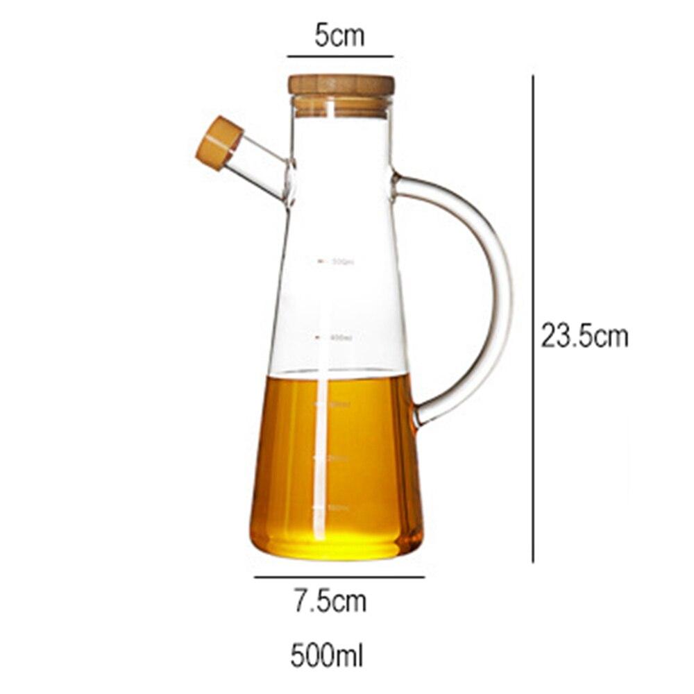 Bidon d'huile en verre avec poignée ?Distributeur de bouteilles d'assaisonnement pour la cuisine avec couvercle