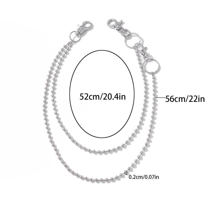 Punk Metal Double Layer Belt Chain Jeans Accessories Hip Hop Rock Rivet Pants Chain Versatile Beads Waist Link Jewelry