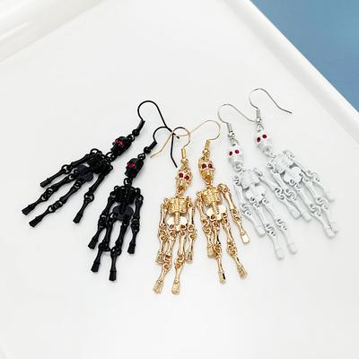 SIMJOO Koyu Kafatası Küpeler Kadın Punk Kesik Hayalet İskelet Küpeler Cadılar Bayramı Küpeleri
