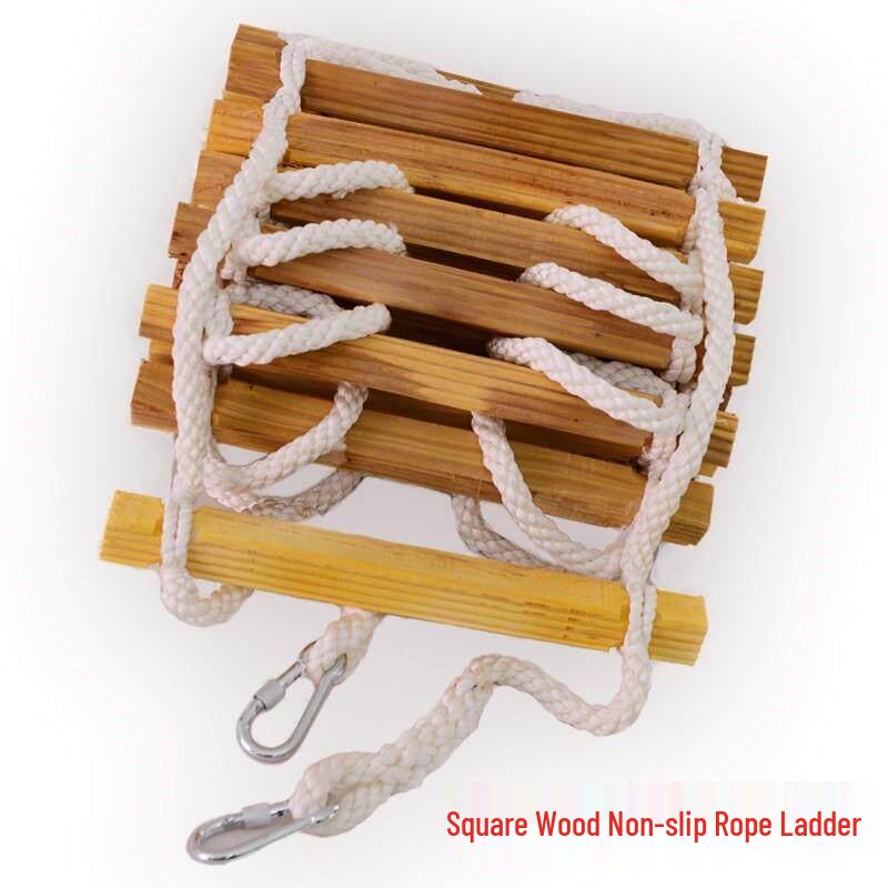 Multi-Purpose Anti-Slip Wooden Rung Rope Ladder